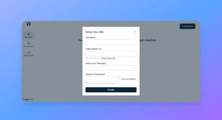 Notion Custom Domain - Site Create in OneHour