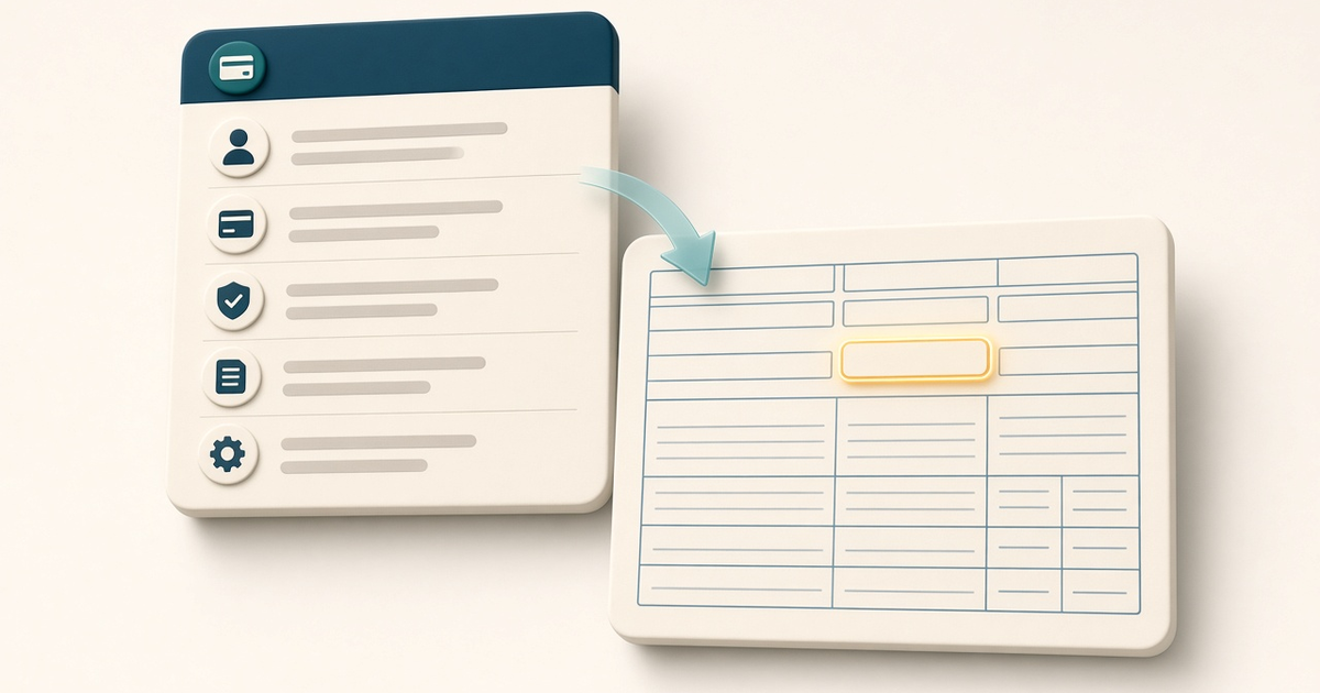 Illustration of a Client Information Payment Settings panel opening a Claim Setup form with one gold-highlighted blank field, and no readable client names, I.D. numbers, or diagnosis text.