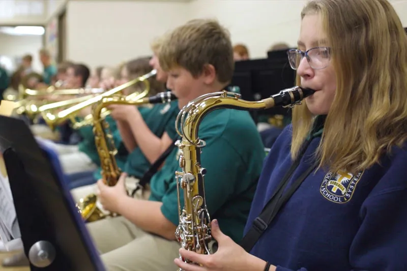 students at band practice