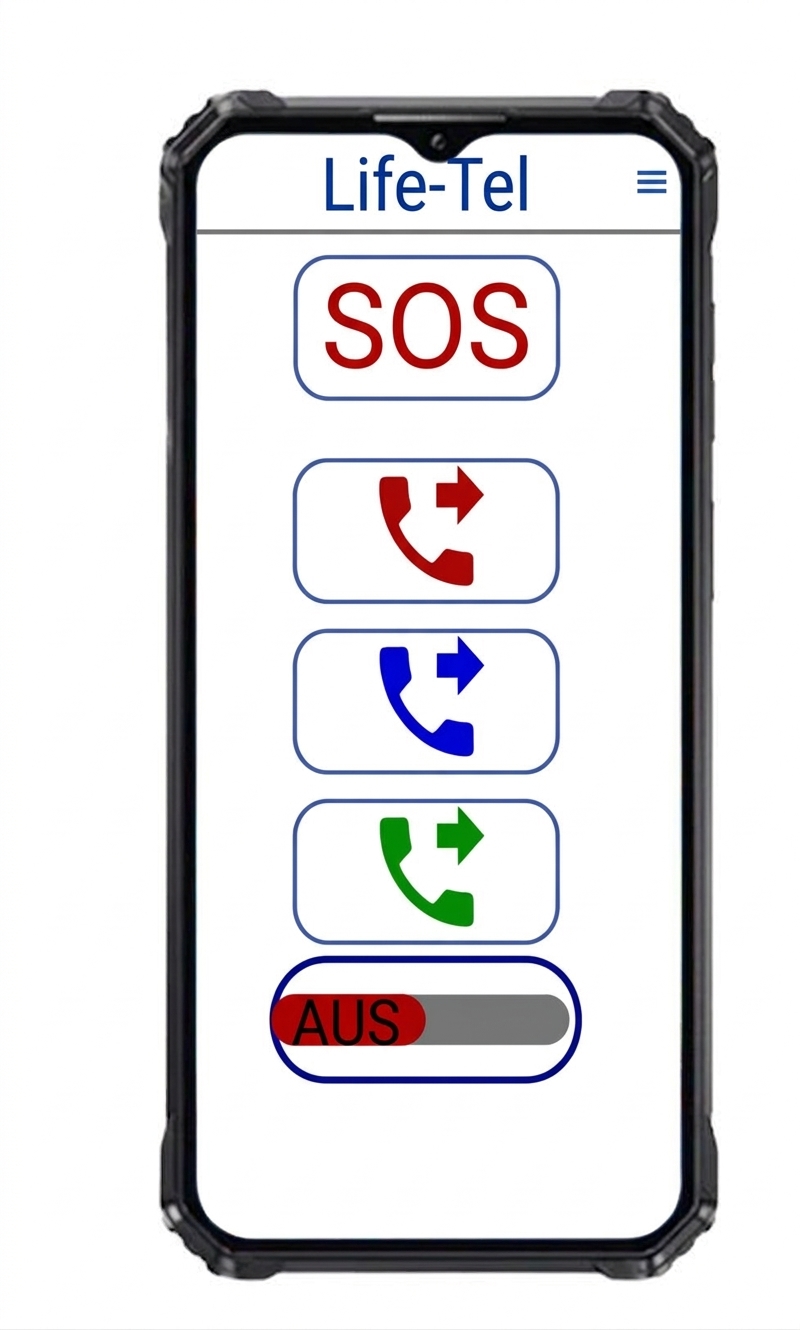 Robustes Alleinarbeiter Smartphone mit Totmannschalter App Life Tel