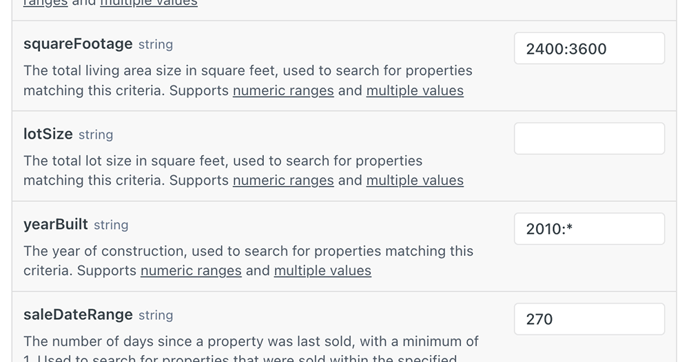 Search properties and listings by a variety of filter criteria