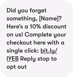 example of how to use a discount code in SMS