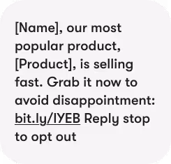 example of product-focused sms
