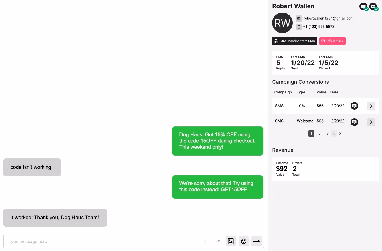 A look at Sendlane's Two-Way Reply conversations