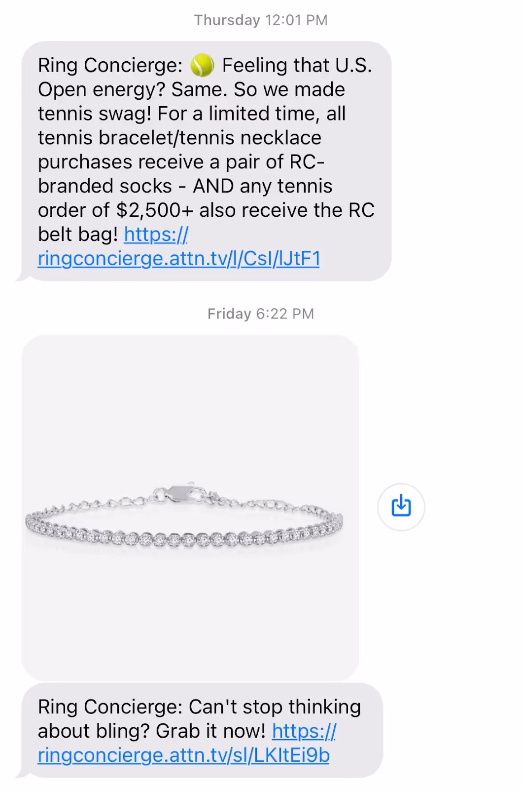 product recommendation sms example