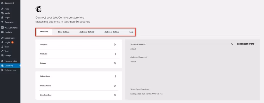 mailchimp user interface