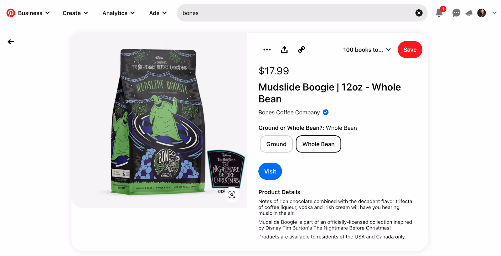 example of paid ad on pinterest