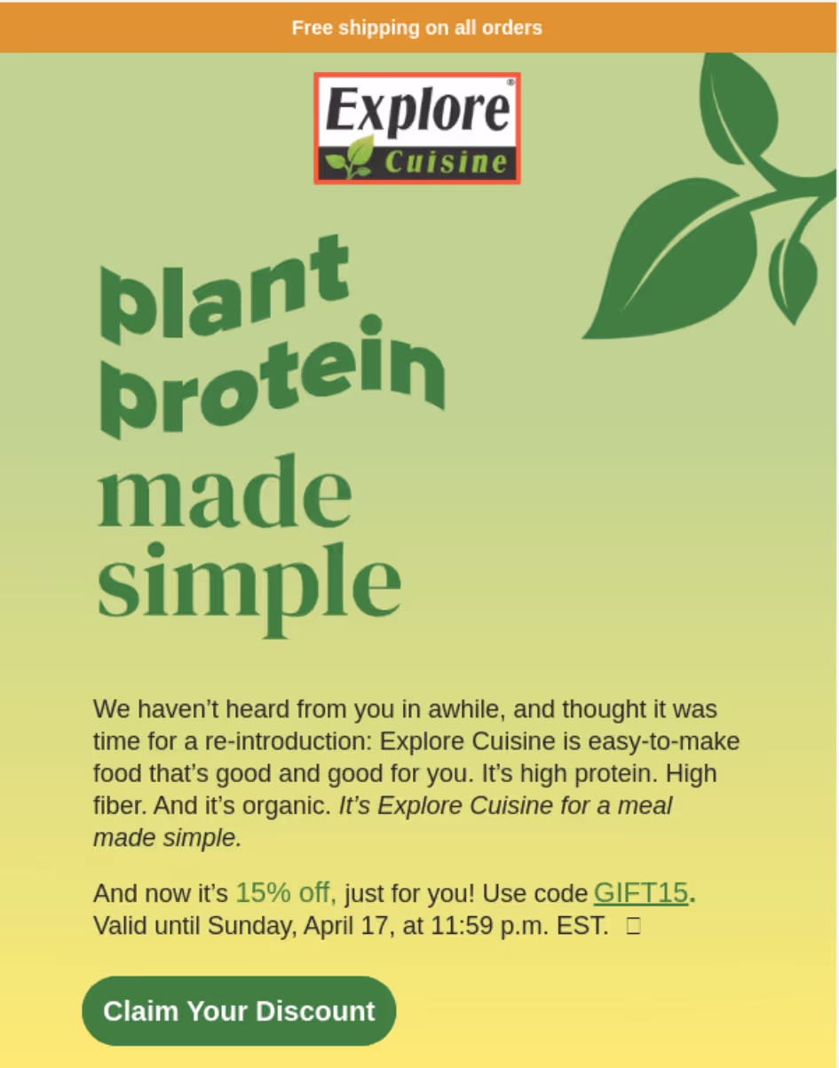 retention email marketing example