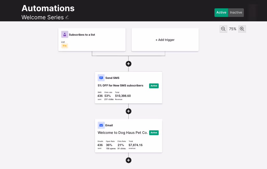email and SMS marketing automation funnel