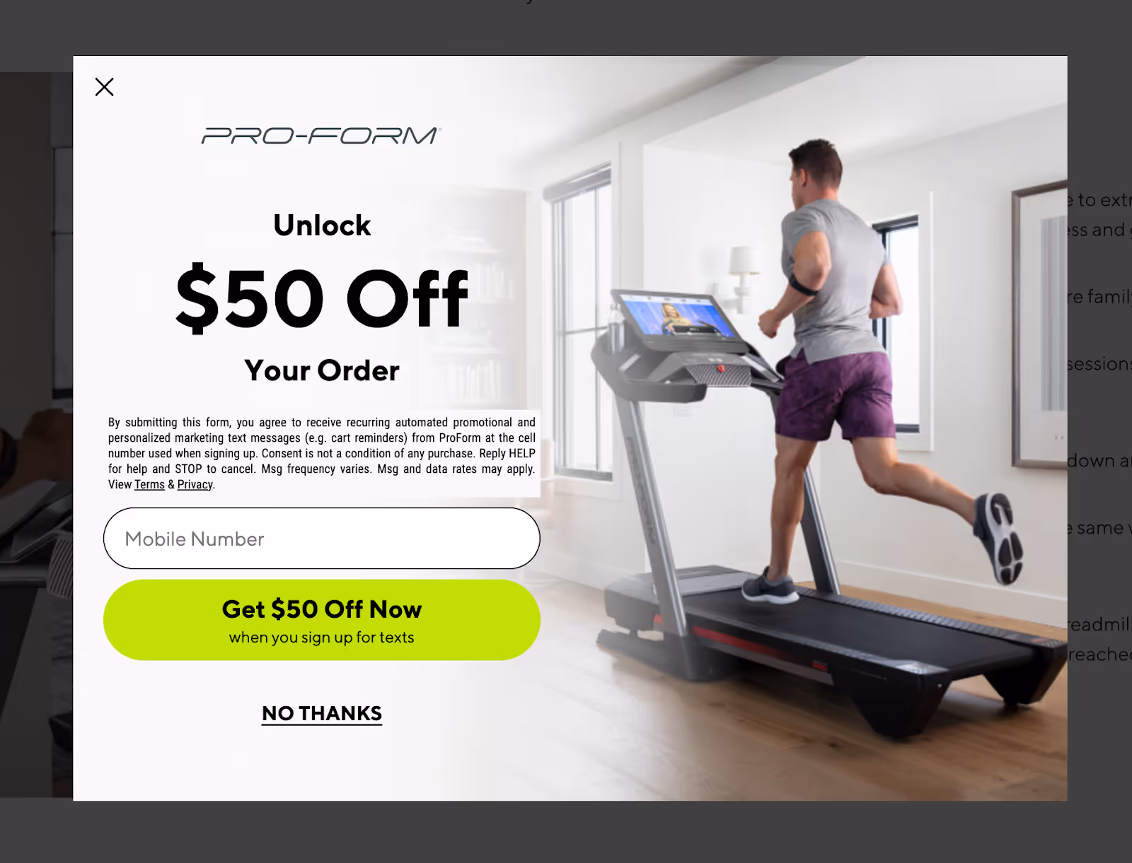 ProForm opt-in form with discount