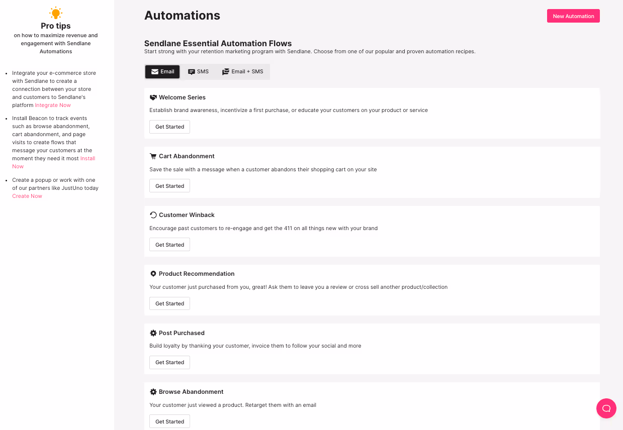 Sendane pre-built eCommerce funnels
