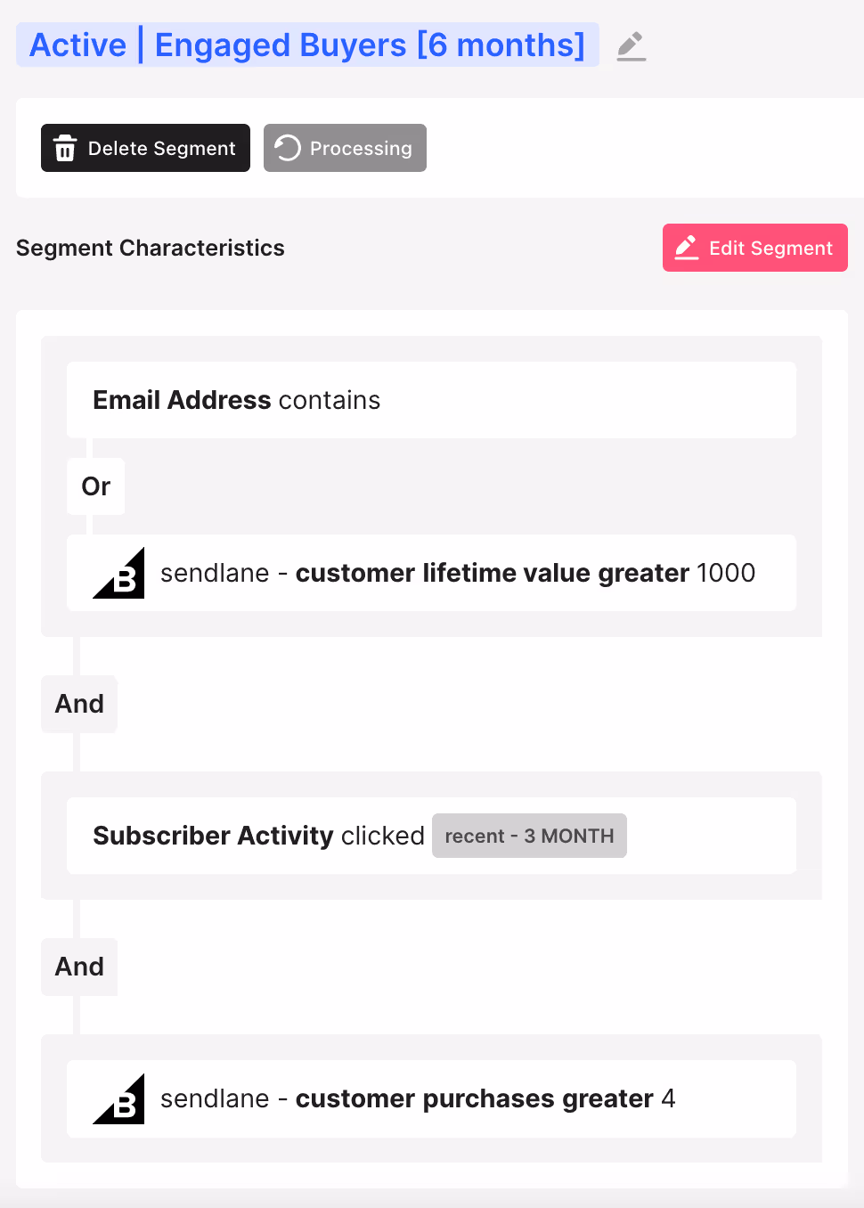 Sendlane personalized messaging segmentation