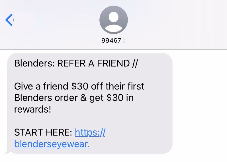 Blenders refer friend SMS