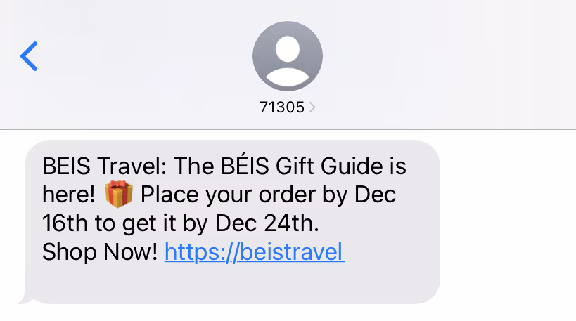 BEIS Travel gift guide SMS