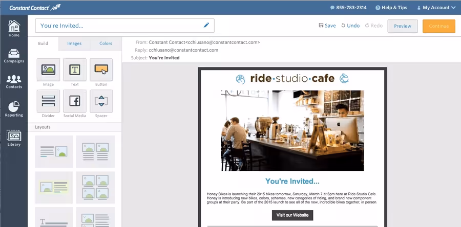 Constant Contact homepage 