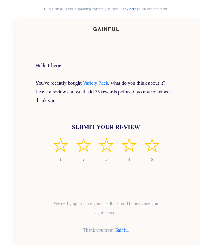 Gainful survey email