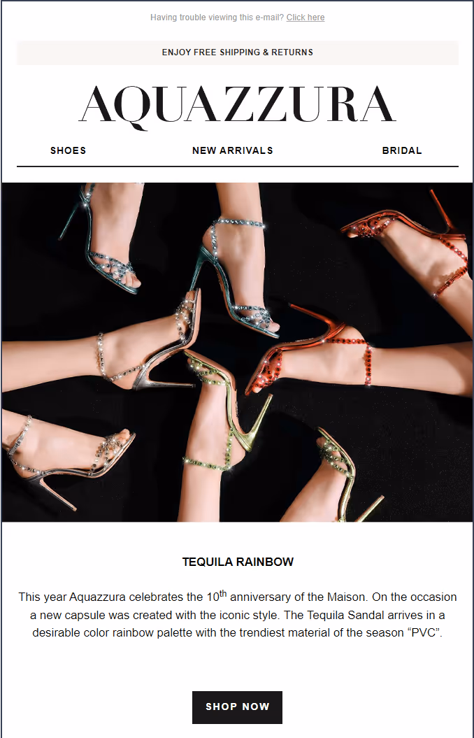 Aquazzura anniversary email