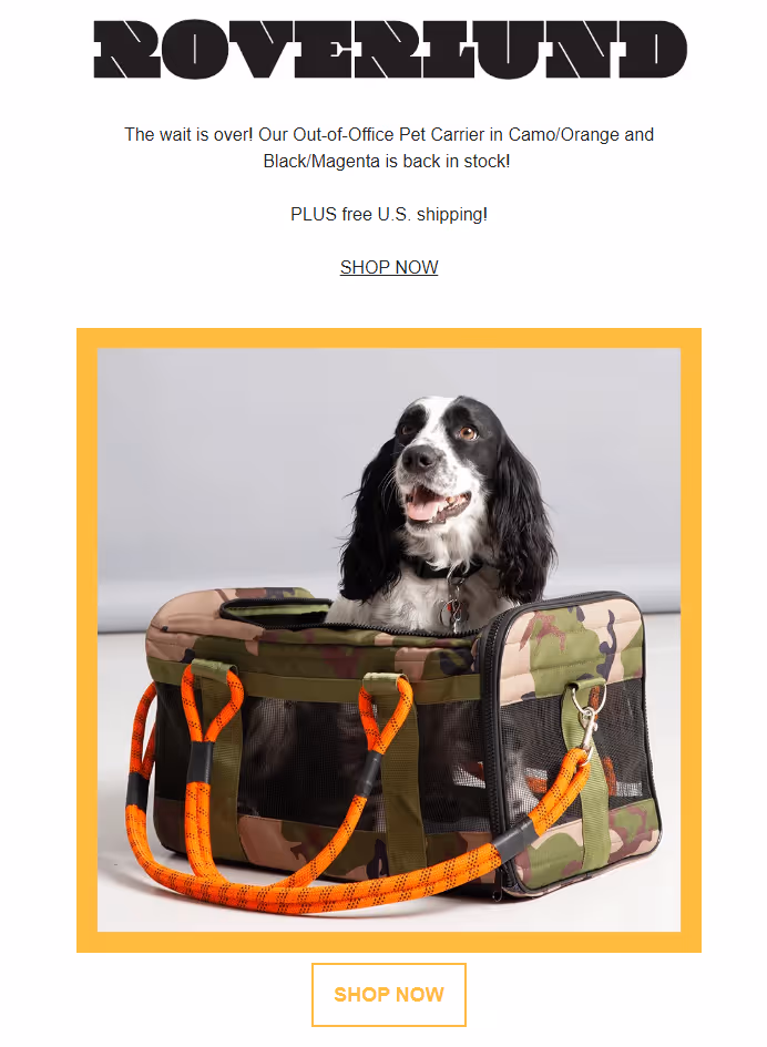 Roverlund back-in-stock email