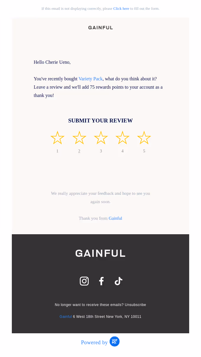 Gainful review email