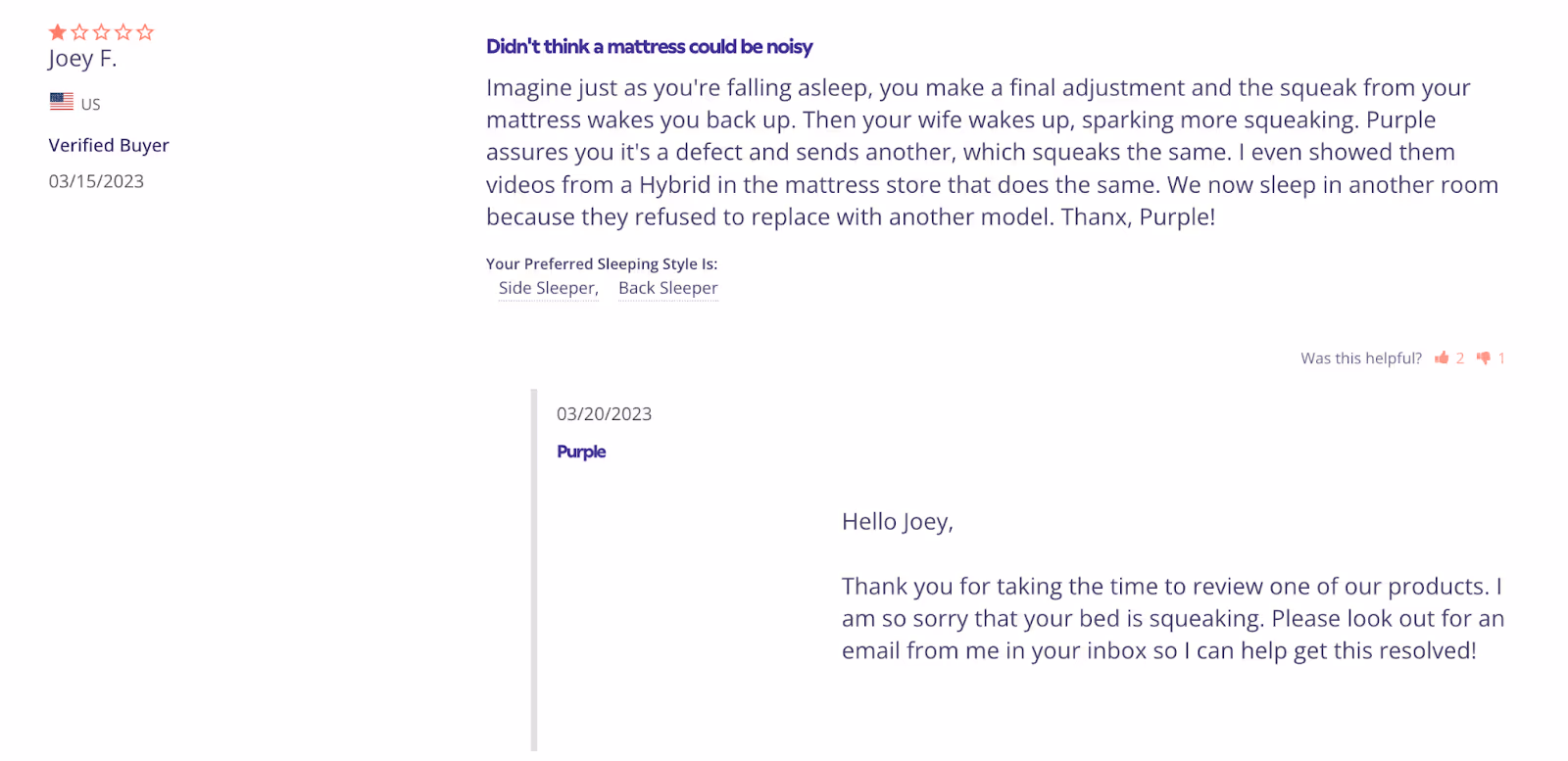 Purple reviews