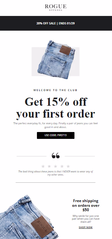 Sendlane welcome email template