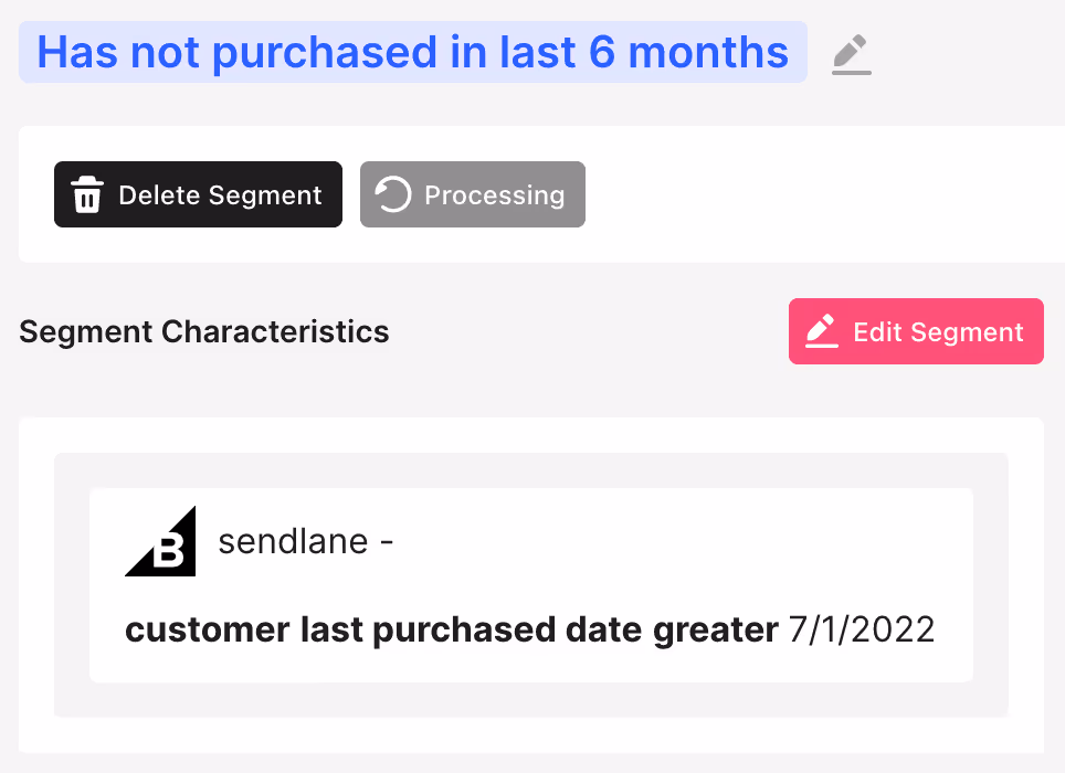 Sendlane customer purchase segment