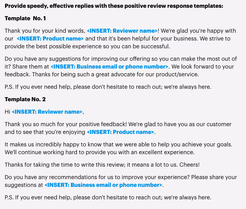 Gartner review response templates