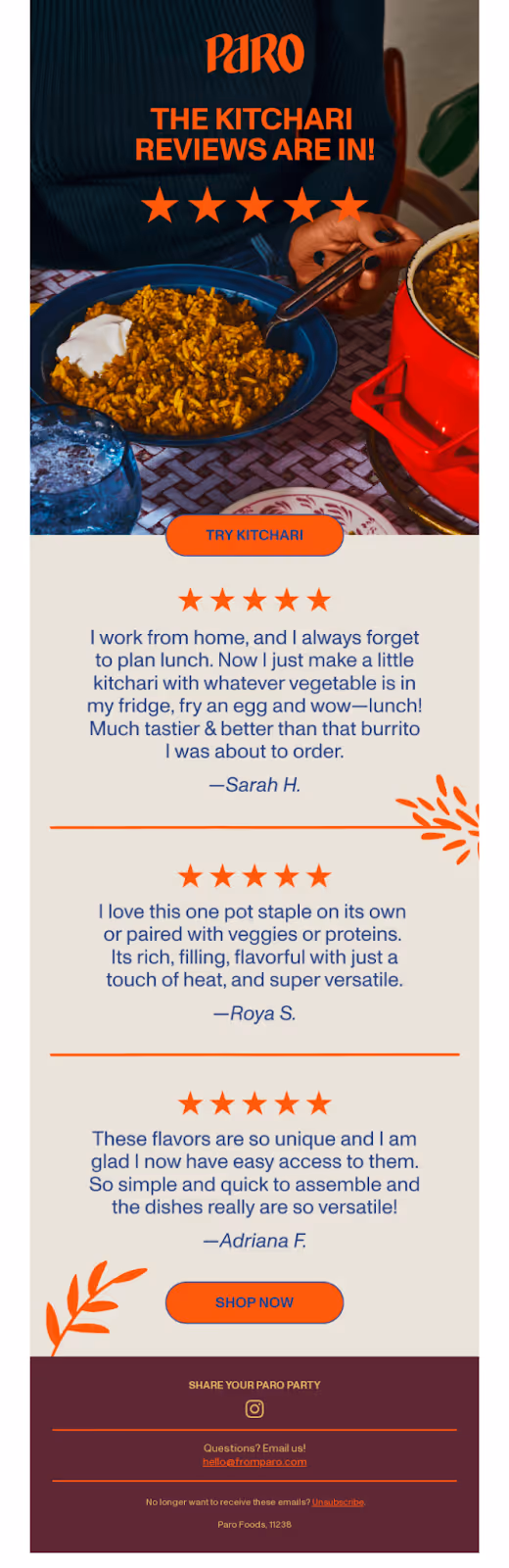 Paro reviews email