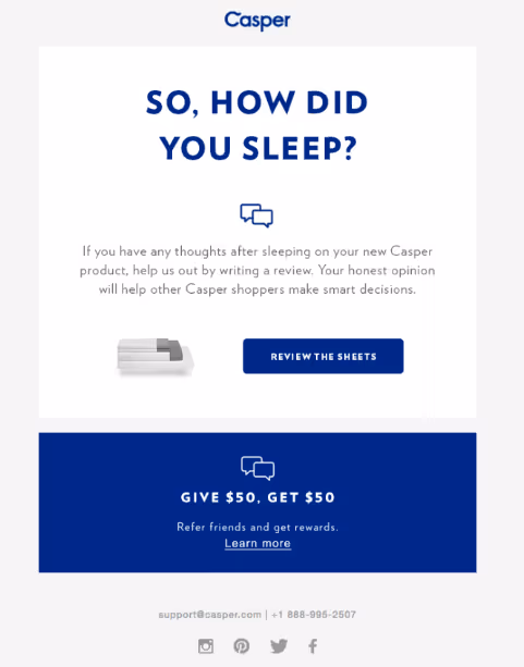 Casper review request email