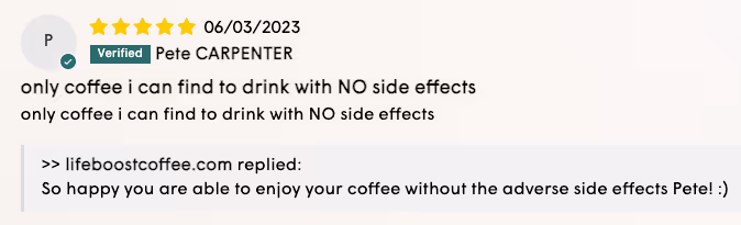 Customer reviews Lifeboost Coffee