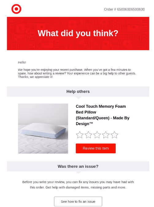 Target review request email