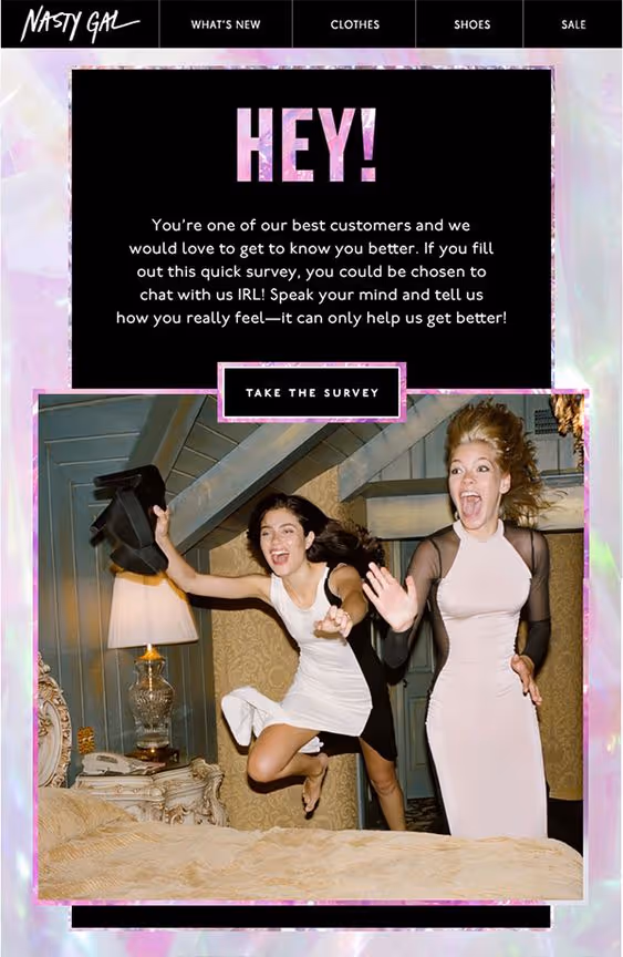 Nasty Gal survey request email