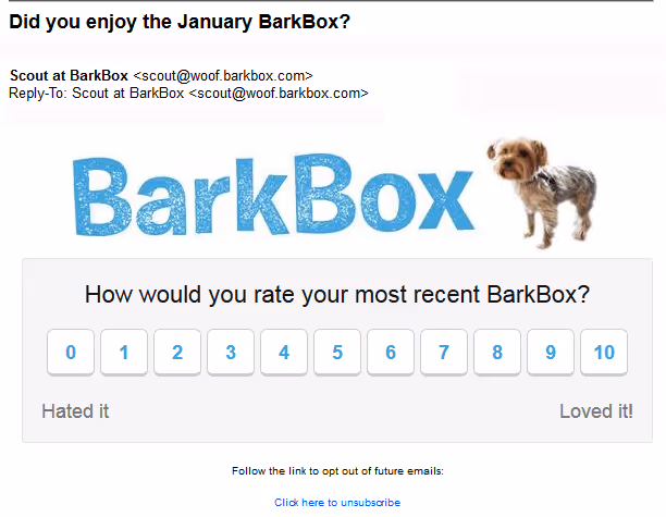 BarkBox review request email