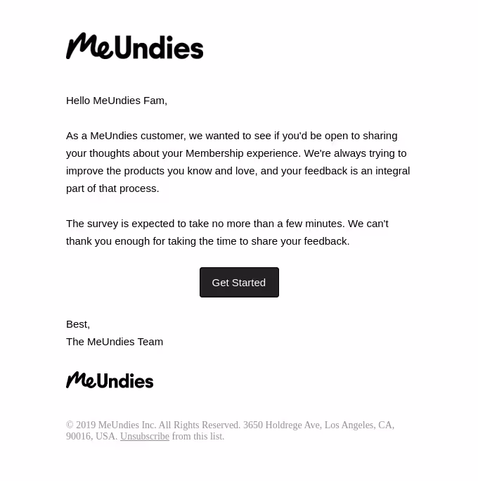 Me Undies email