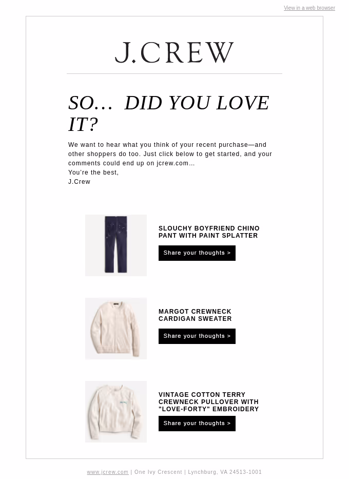 J. Crew email