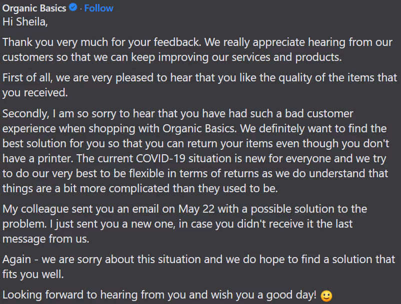 Review response