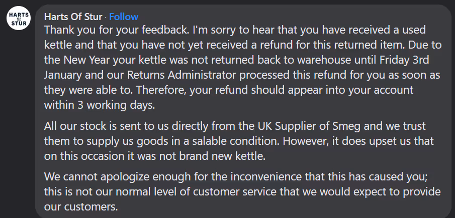 Review response