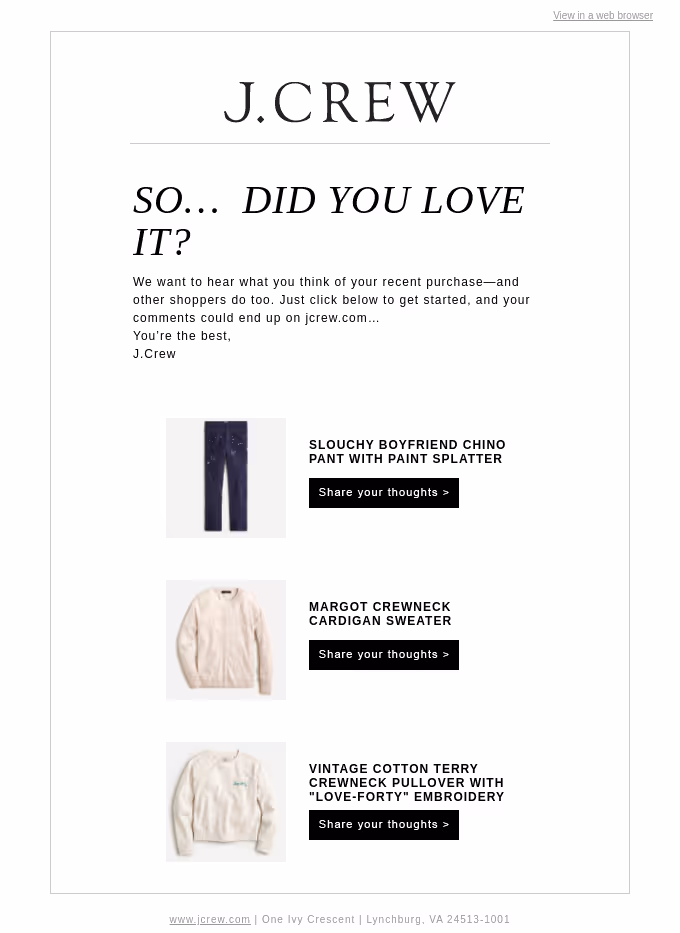 J. Crew Email example