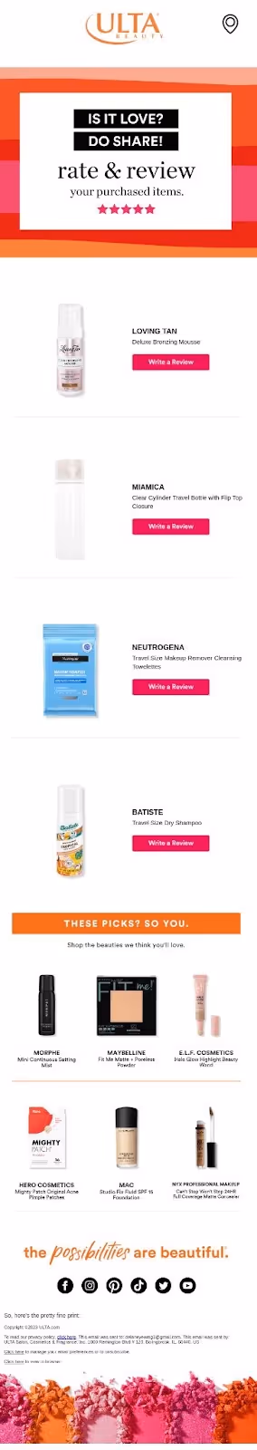 Ulta email example
