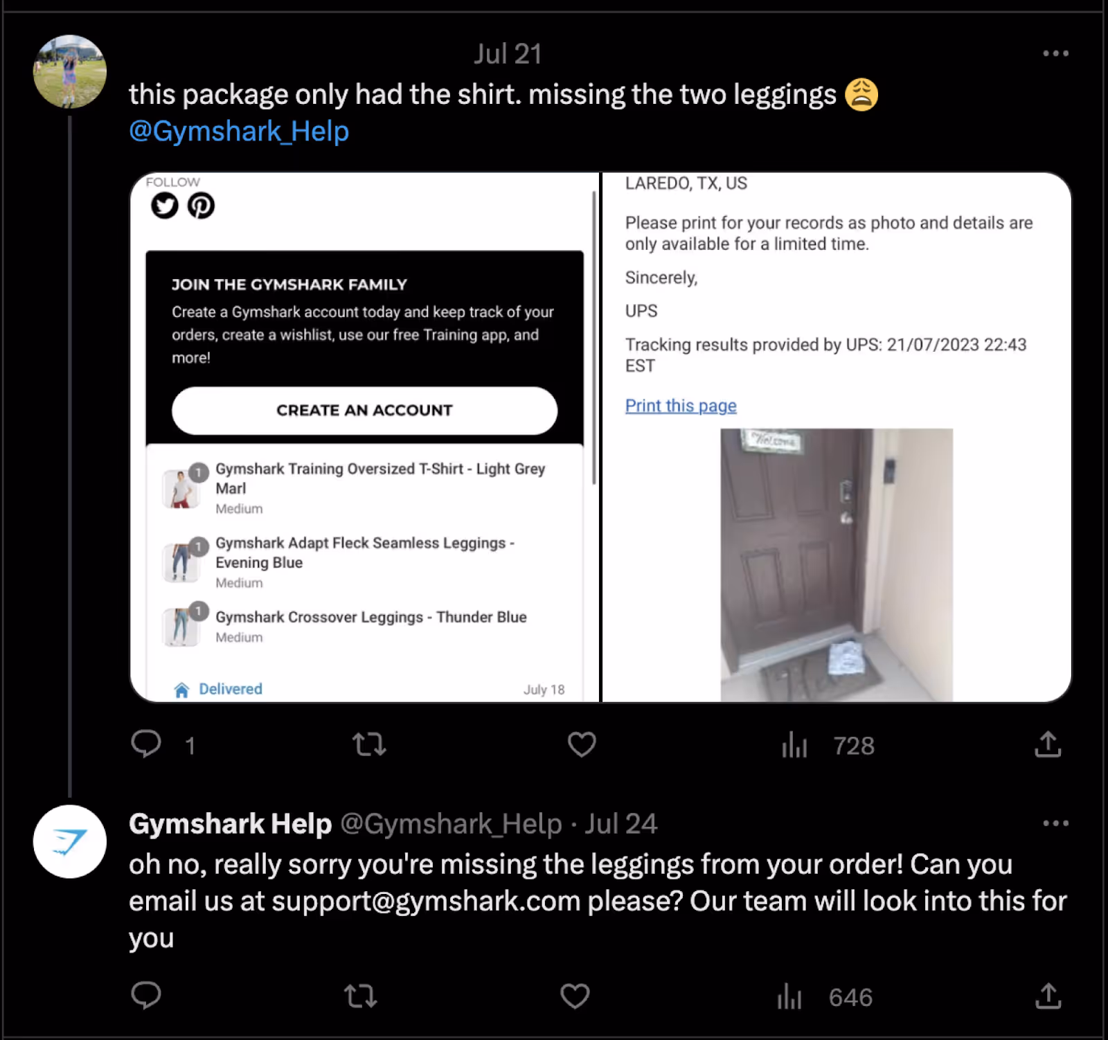 Gym Shark review response