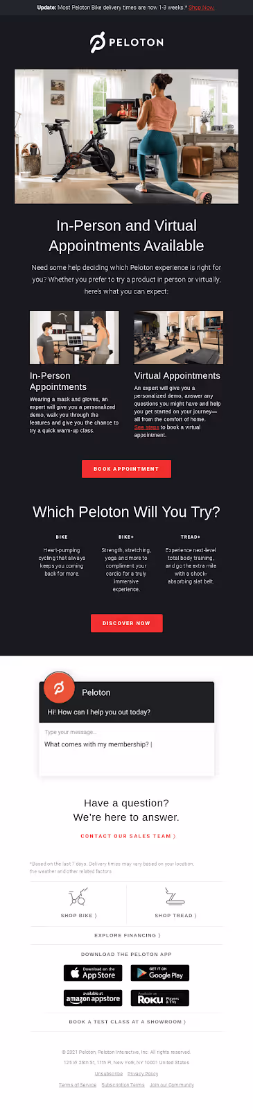 Peloton email