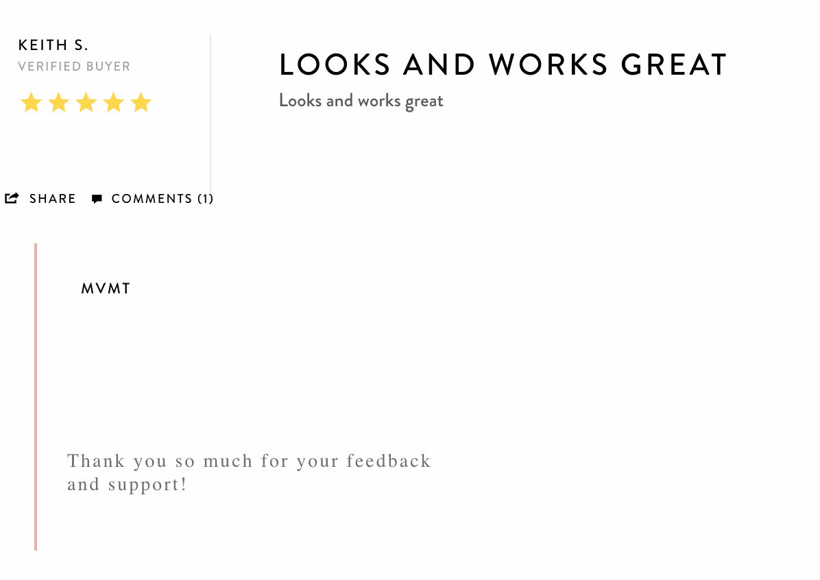 MVMT positive review response