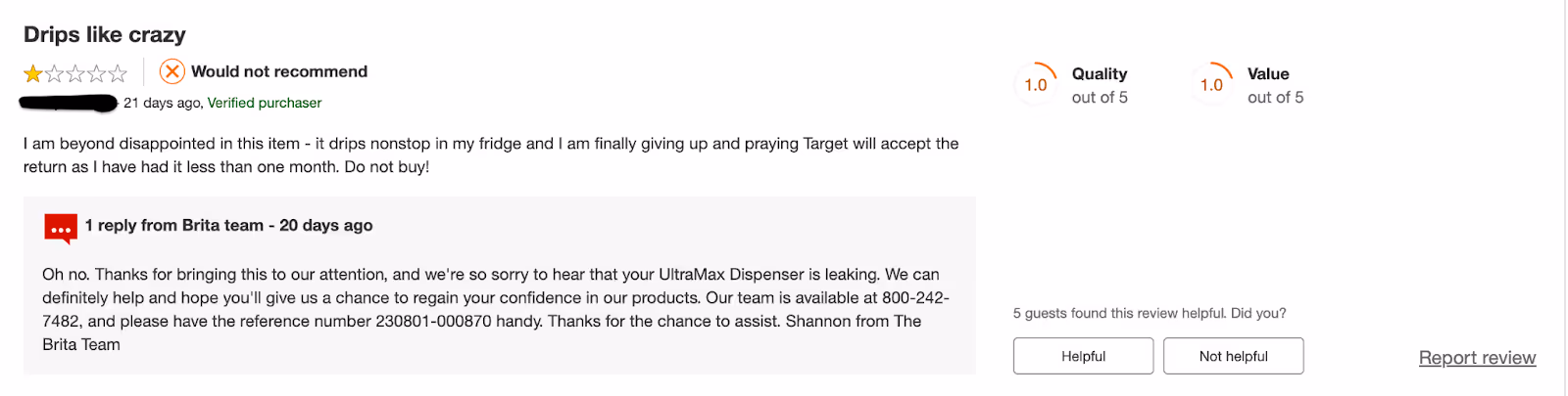 Brita review response