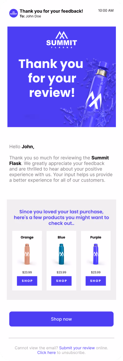 Sendlane review response email example