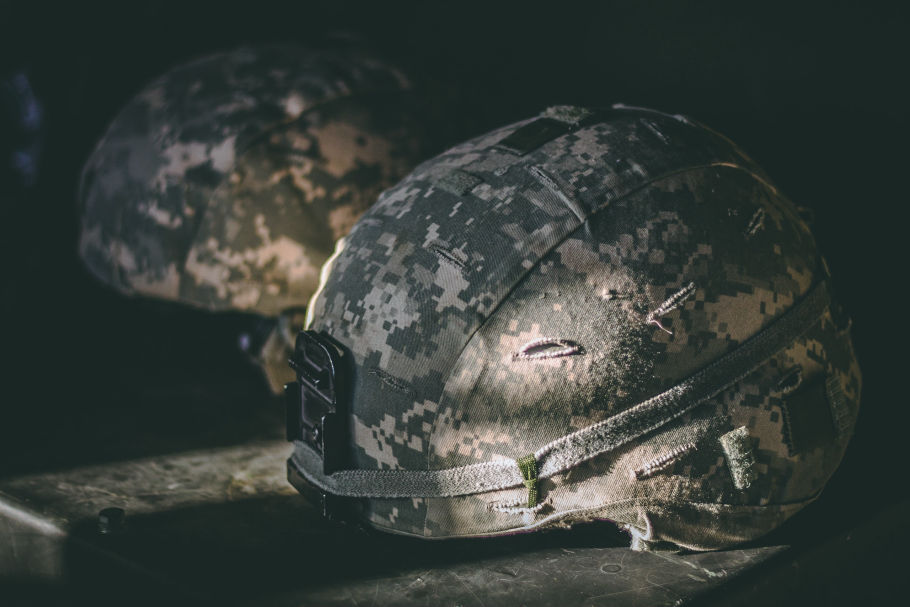 Camouflaged military helmet    