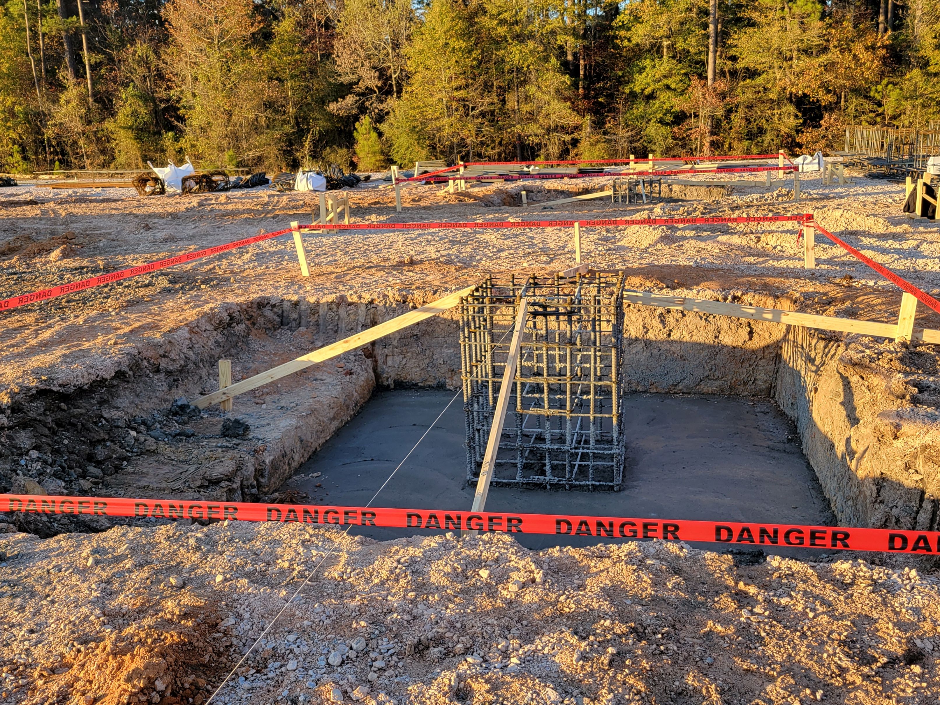 Example of spread footing foundation under construction for utility switchyard