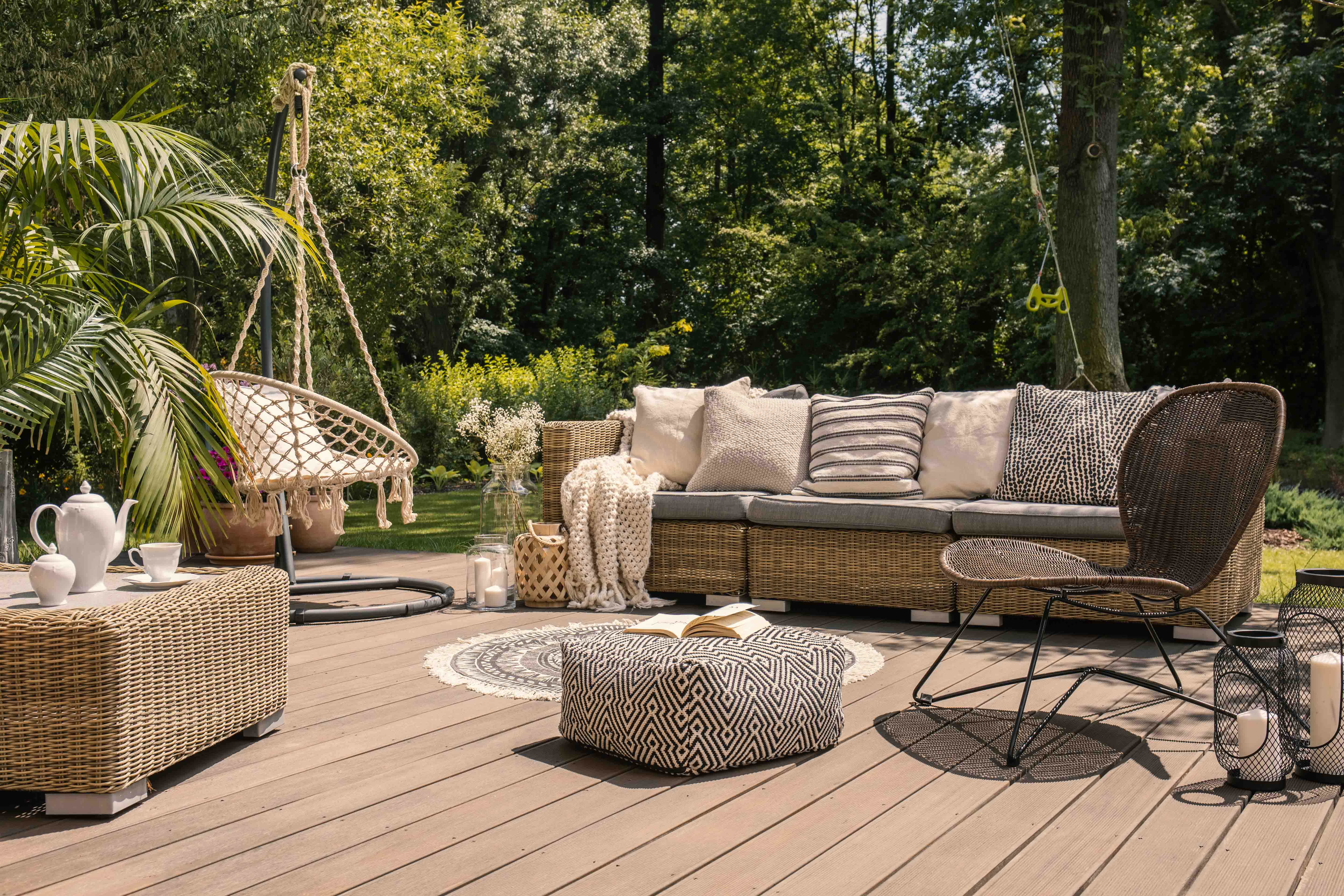 Composite decking in use as an outdoor living space