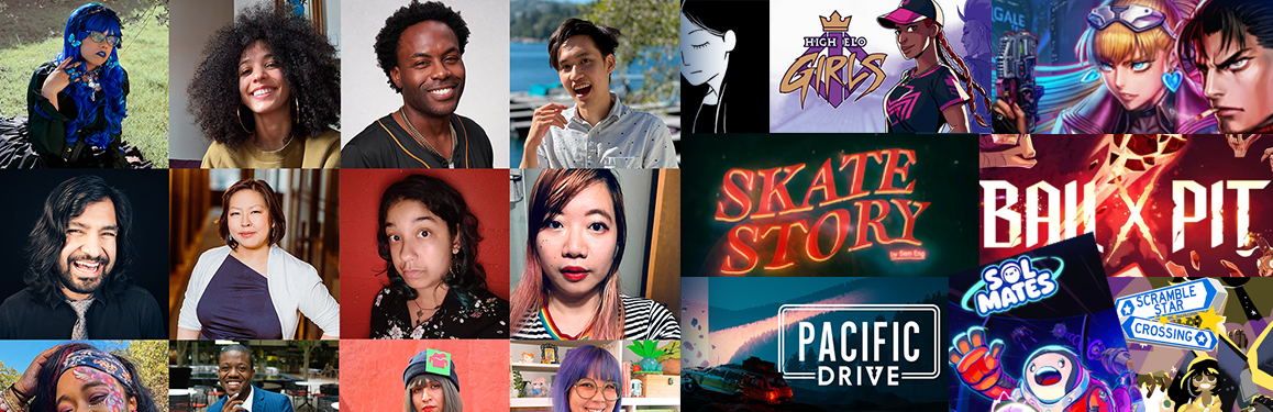 A collage of Speakers and Games from Game Devs of Color Expo.