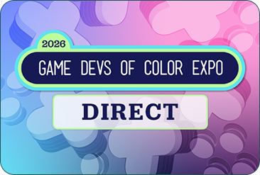 Splash art for the Game Devs of Color Expo Direct. Features the GDoCExpo logo and the word Direct in large, bubbled letters underneath.