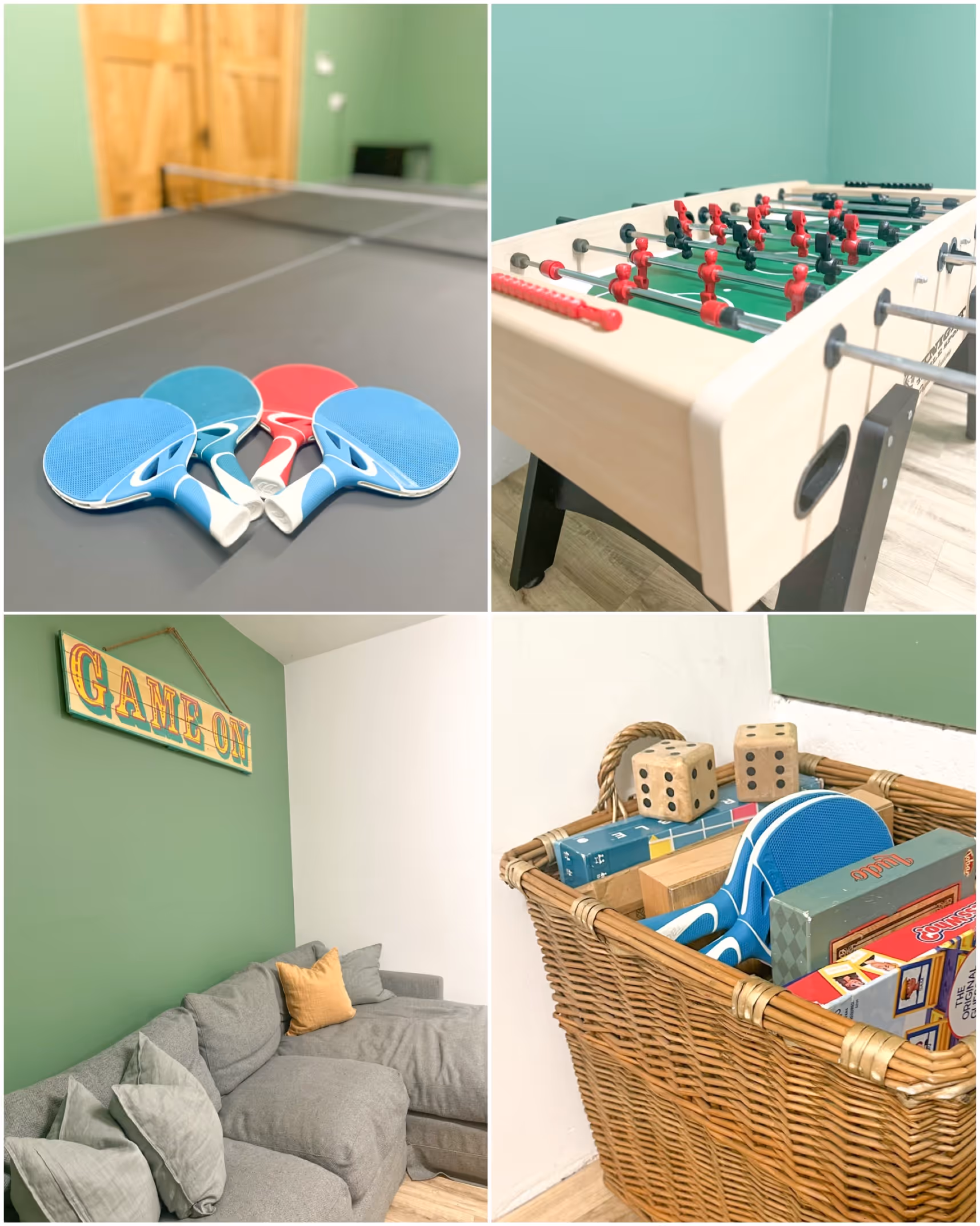 Games room with table tennis and football table